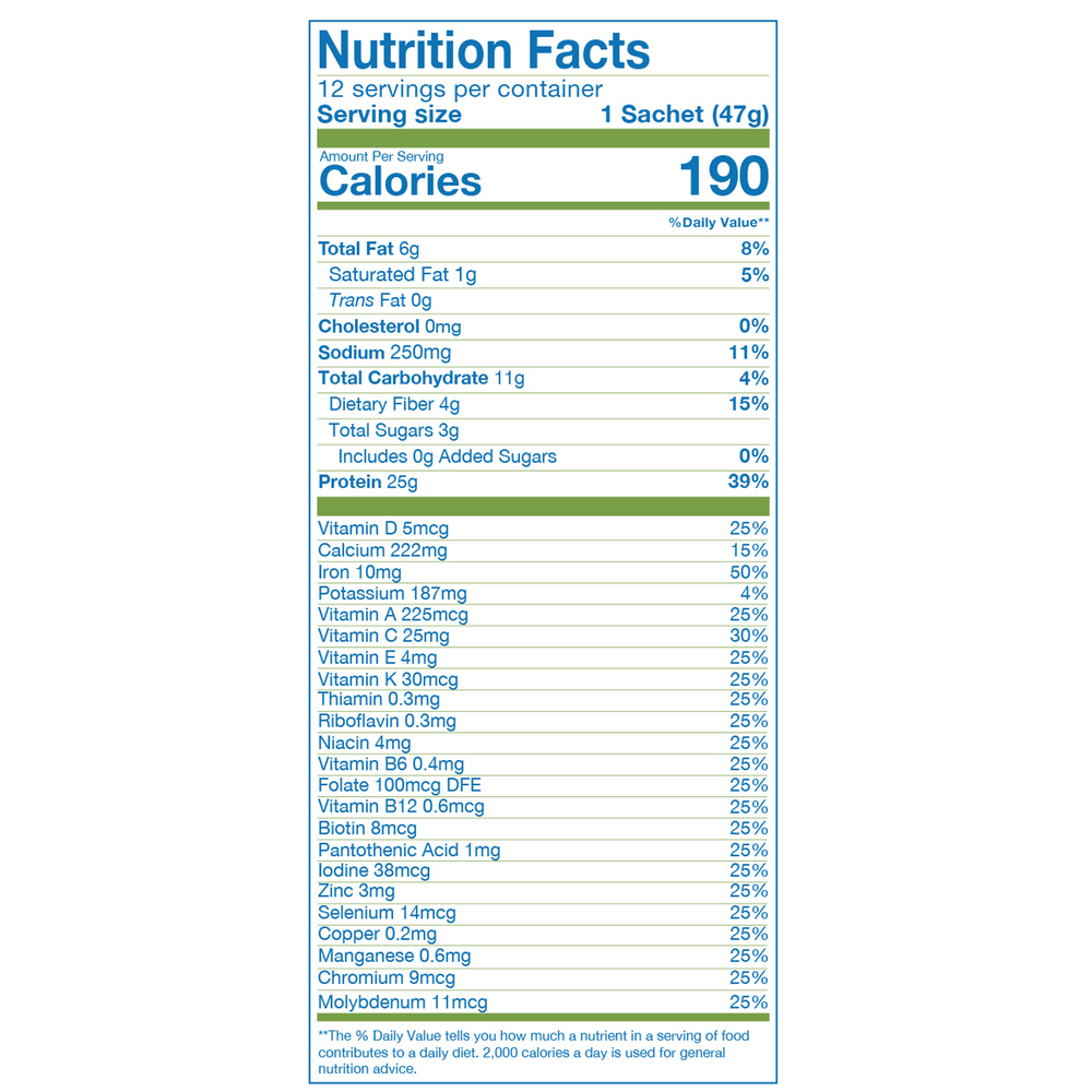 L-Protein Shake Supplement Facts Label