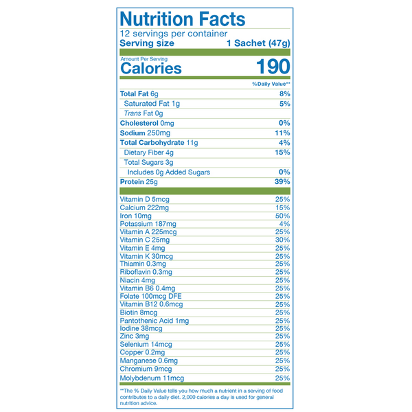 L-Protein Shake Supplement Facts Label