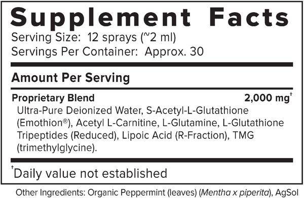 ACG Glutathione Extra Strength Supplement Facts Label