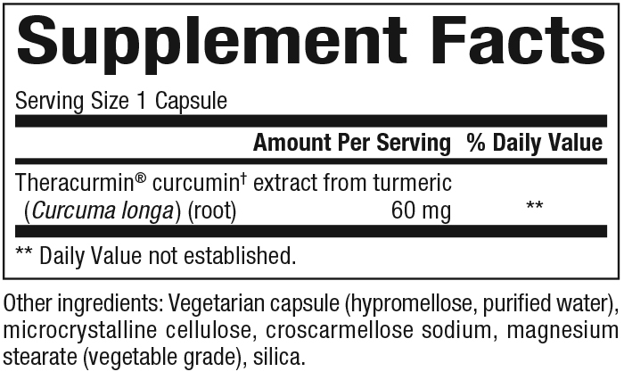 Double Strength Theracurmin Supplement Facts Label
