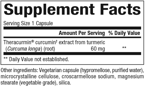 Double Strength Theracurmin Supplement Facts Label