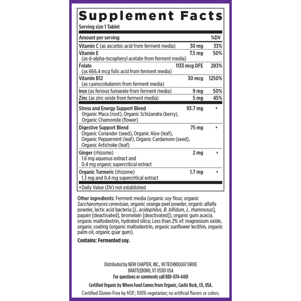 Fermented Iron Complex Supplement Facts Label