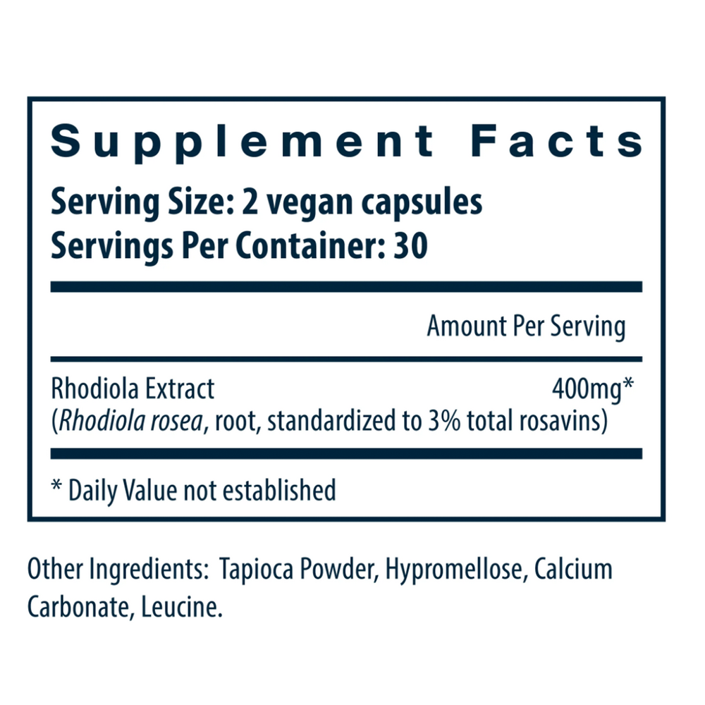 Rhodiola rosea Supplement Facts Label