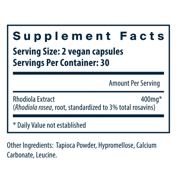 Rhodiola rosea Supplement Facts Label