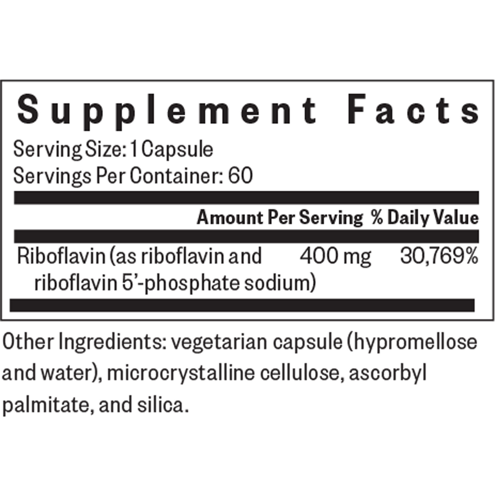 Riboflavin Supplement Facts Label