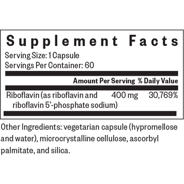 Riboflavin Supplement Facts Label