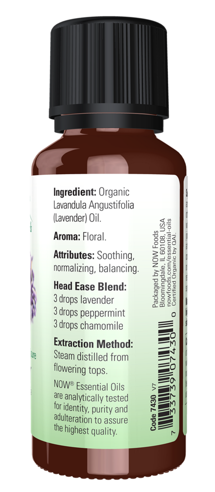 Lavender Oil Organic Supplement Facts Label