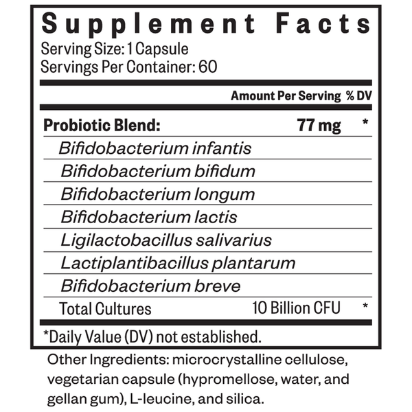 ProBiota HistaminX Supplement Facts Label