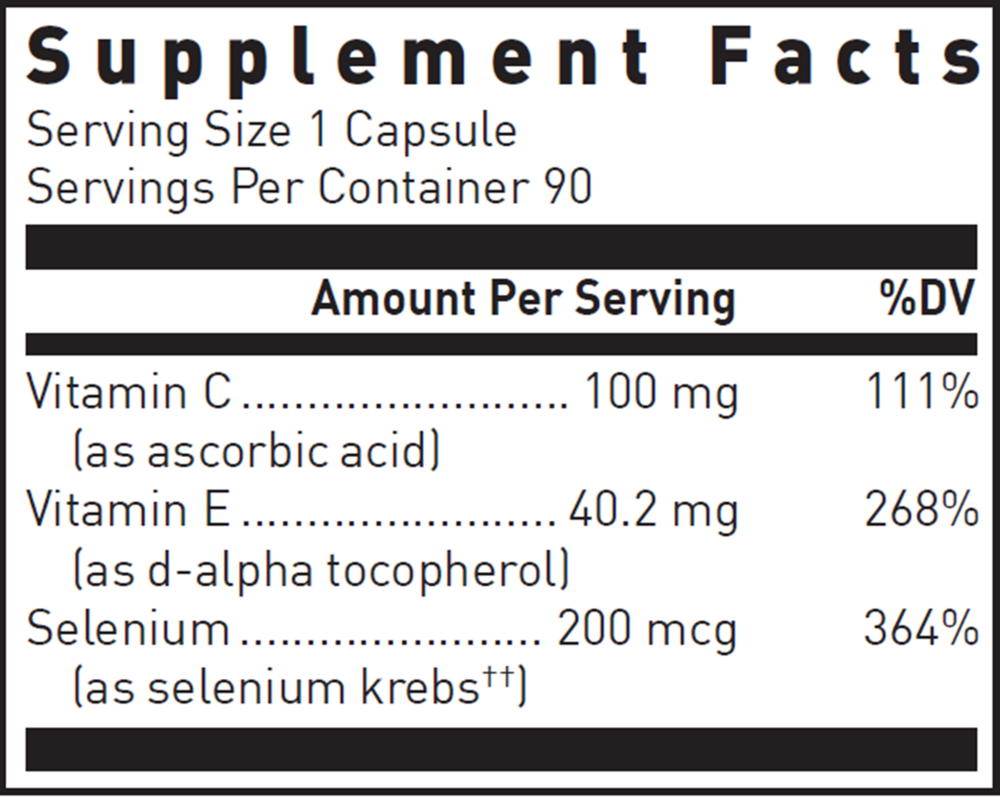 Selenium Plus Supplement Facts Label