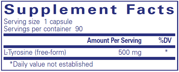 L-Tyrosine Supplement Facts Label