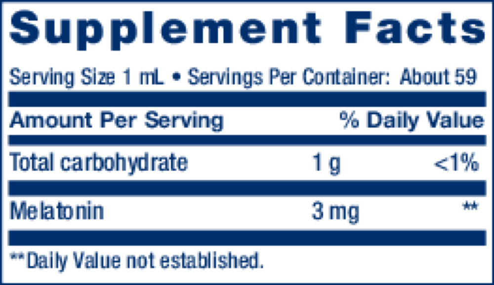 Liquid Melatonin Citrus-Vanilla Supplement Facts Label