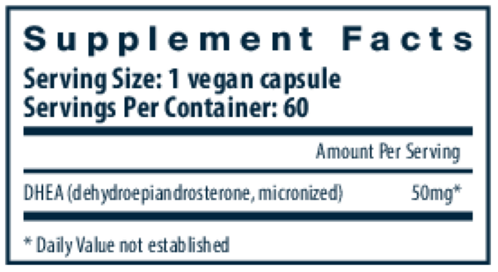 DHEA 50 mg Supplement Facts Label