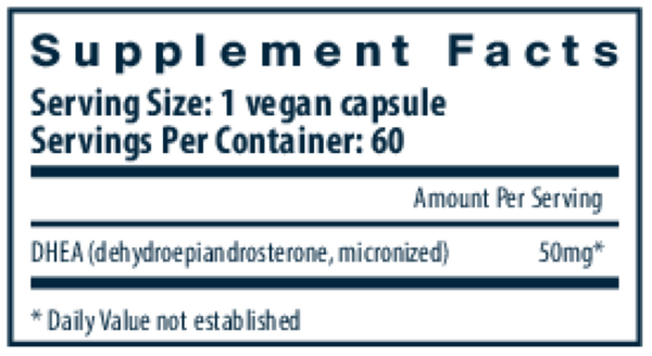 DHEA 50 mg Supplement Facts Label