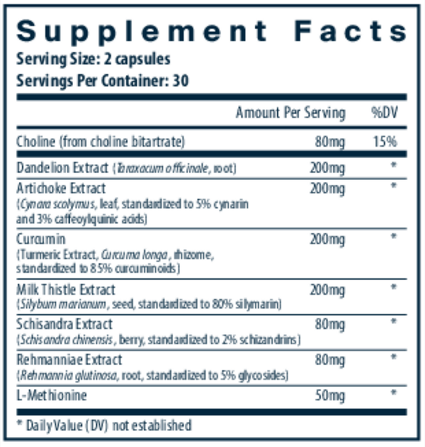 Liver Support Supplement Facts Label