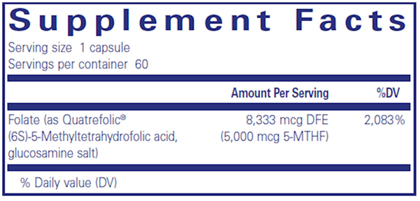 Folate 5,000 Supplement Facts Label