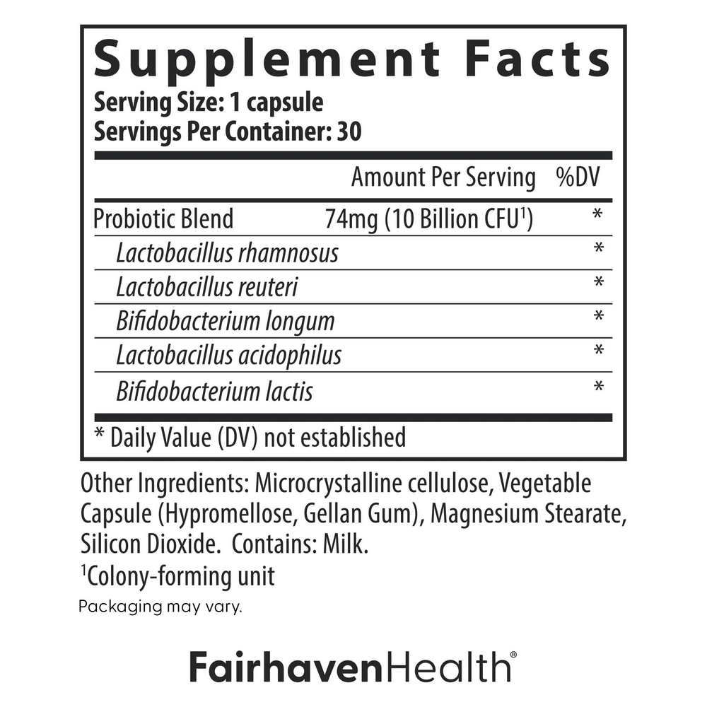 IsoFresh Probiotic for Vaginal Balance Supplement Facts Label