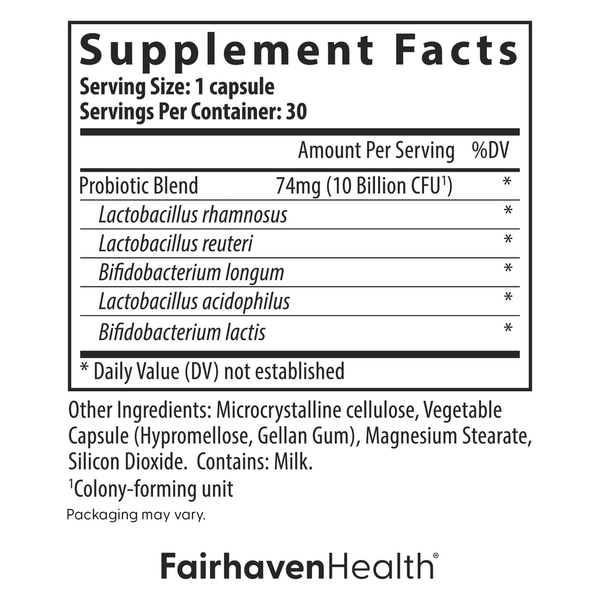 IsoFresh Probiotic for Vaginal Balance Supplement Facts Label