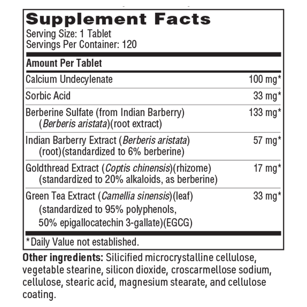 Undecylex Supplement Facts Label