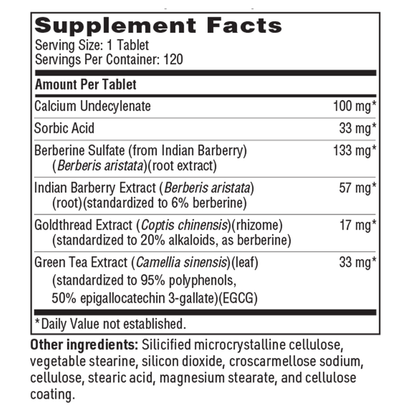 Undecylex Supplement Facts Label
