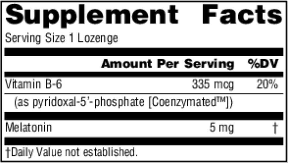 Melatonin Peppermint 5 mg Supplement Facts Label