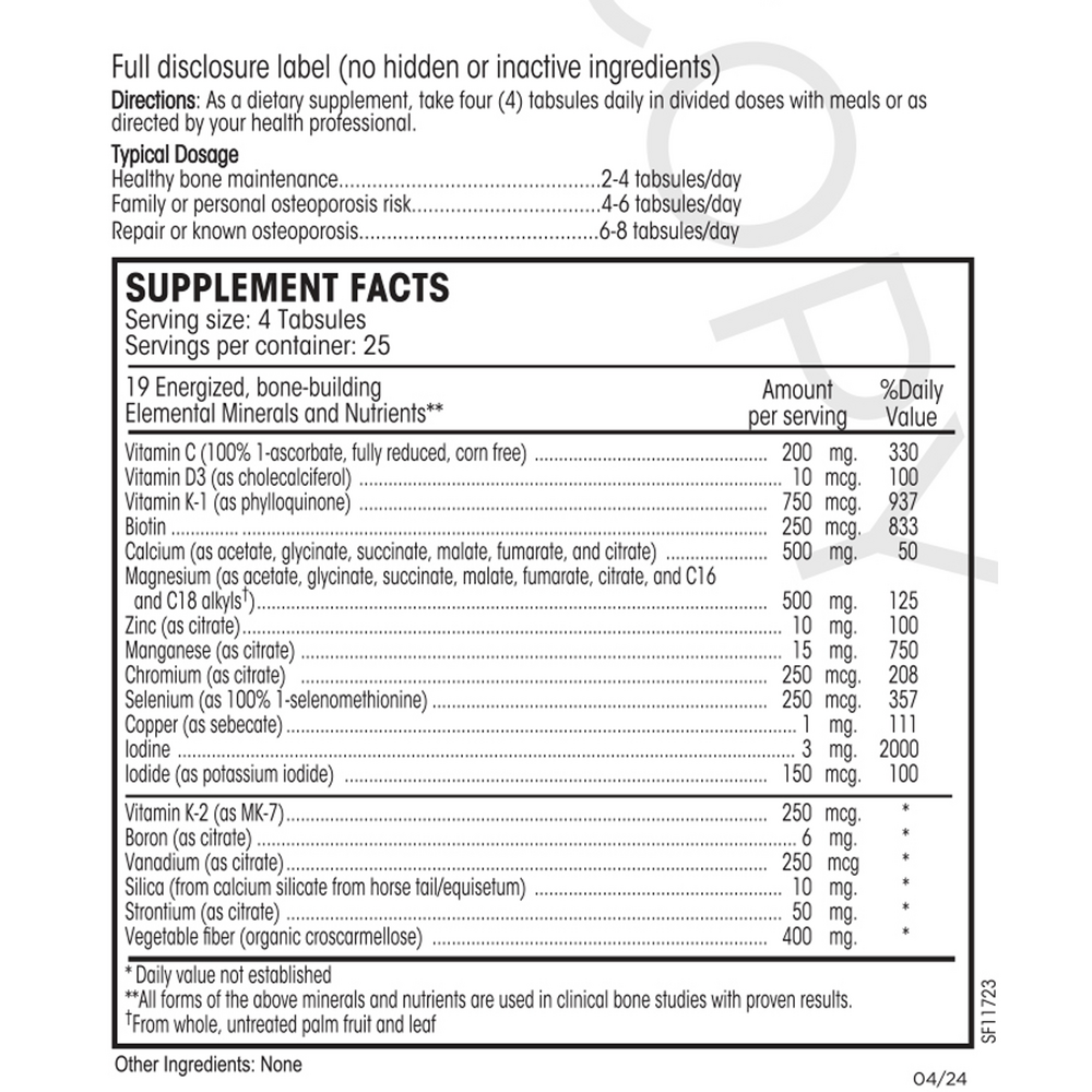 Bone Guard Forté (Reformulated) Supplement Facts Label