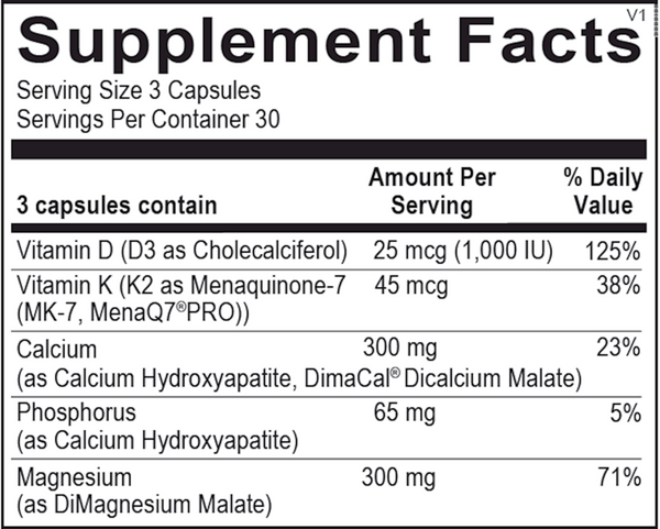 OsteoBase Supplement Facts Label