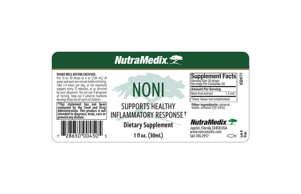 Noni Supplement Facts Label
