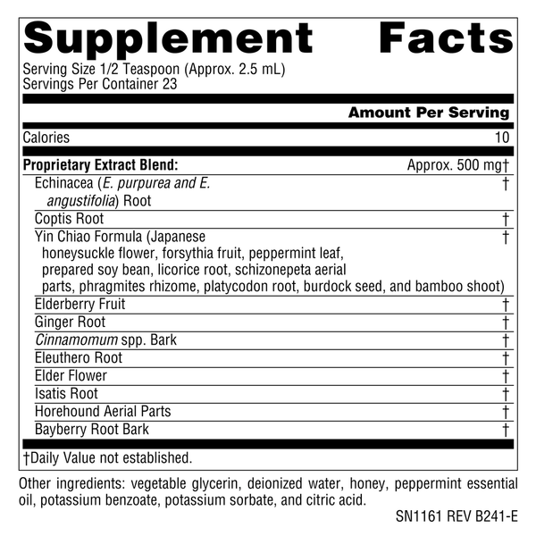 Wellness Herbal Resistance Alcohol Free Supplement Facts Label