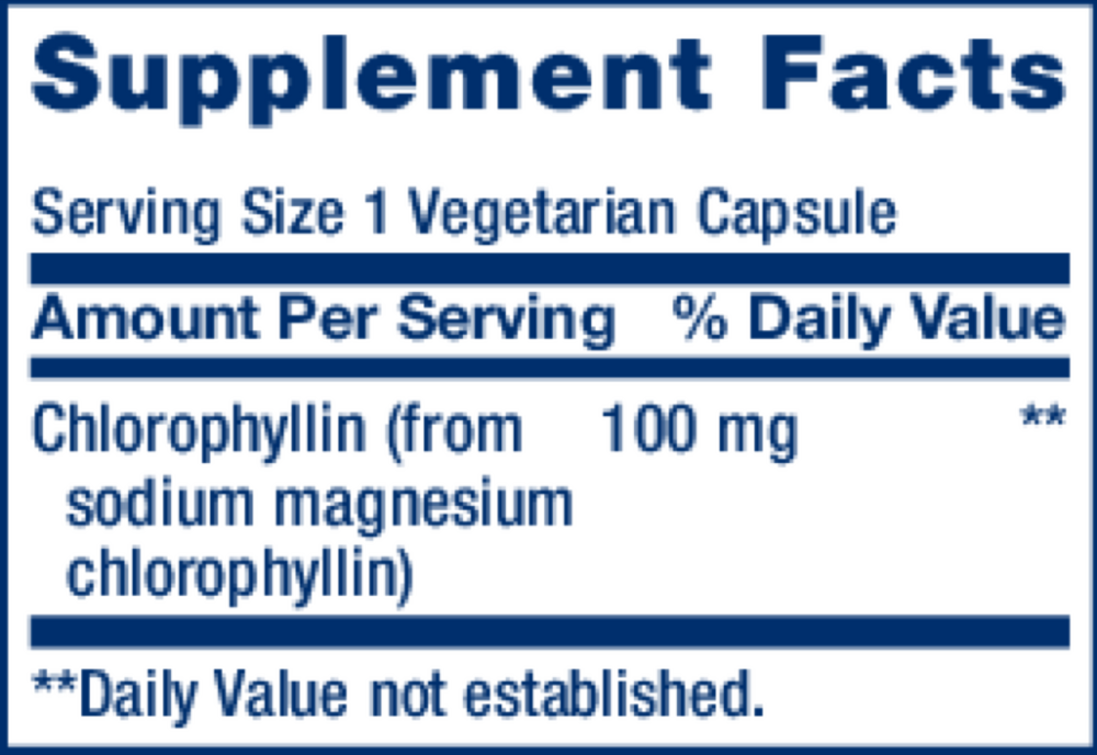 Chlorophyllin Supplement Facts Label