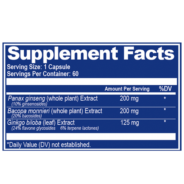 Smart Ginkgo (Formerly Ginkgo+) Supplement Facts Label