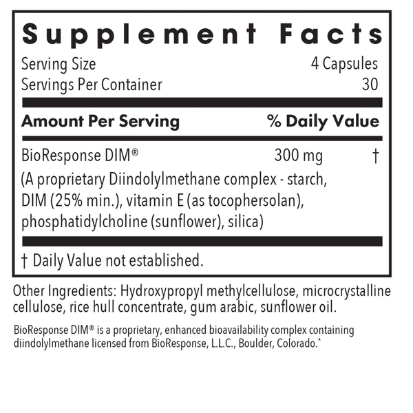 DIM Enhanced Delivery System Supplement Facts Label