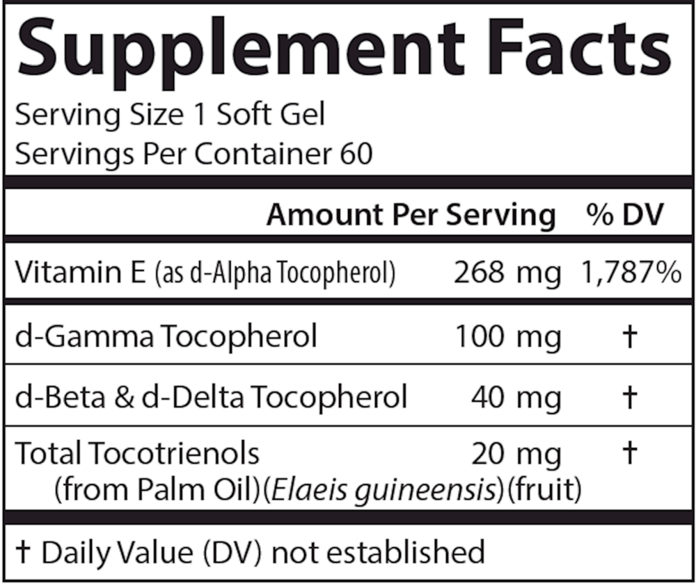 E-Gems Elite 400 IU Supplement Facts Label