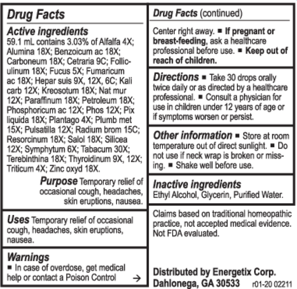 Tox-Chord Supplement Facts Label