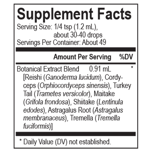 Core Mycelia Blend Supplement Facts Label