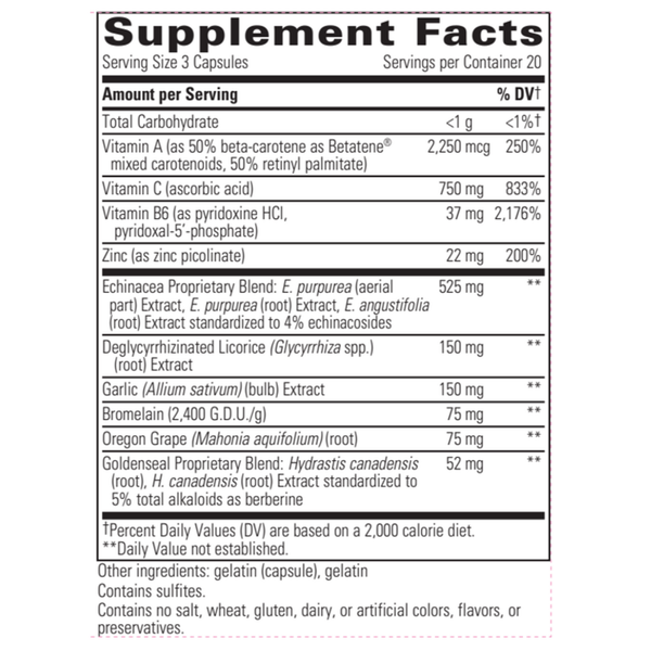EHB (Echinacosides, Hydrastine, Berberine) – Immune Supporting Nutrients Supplement Facts Label