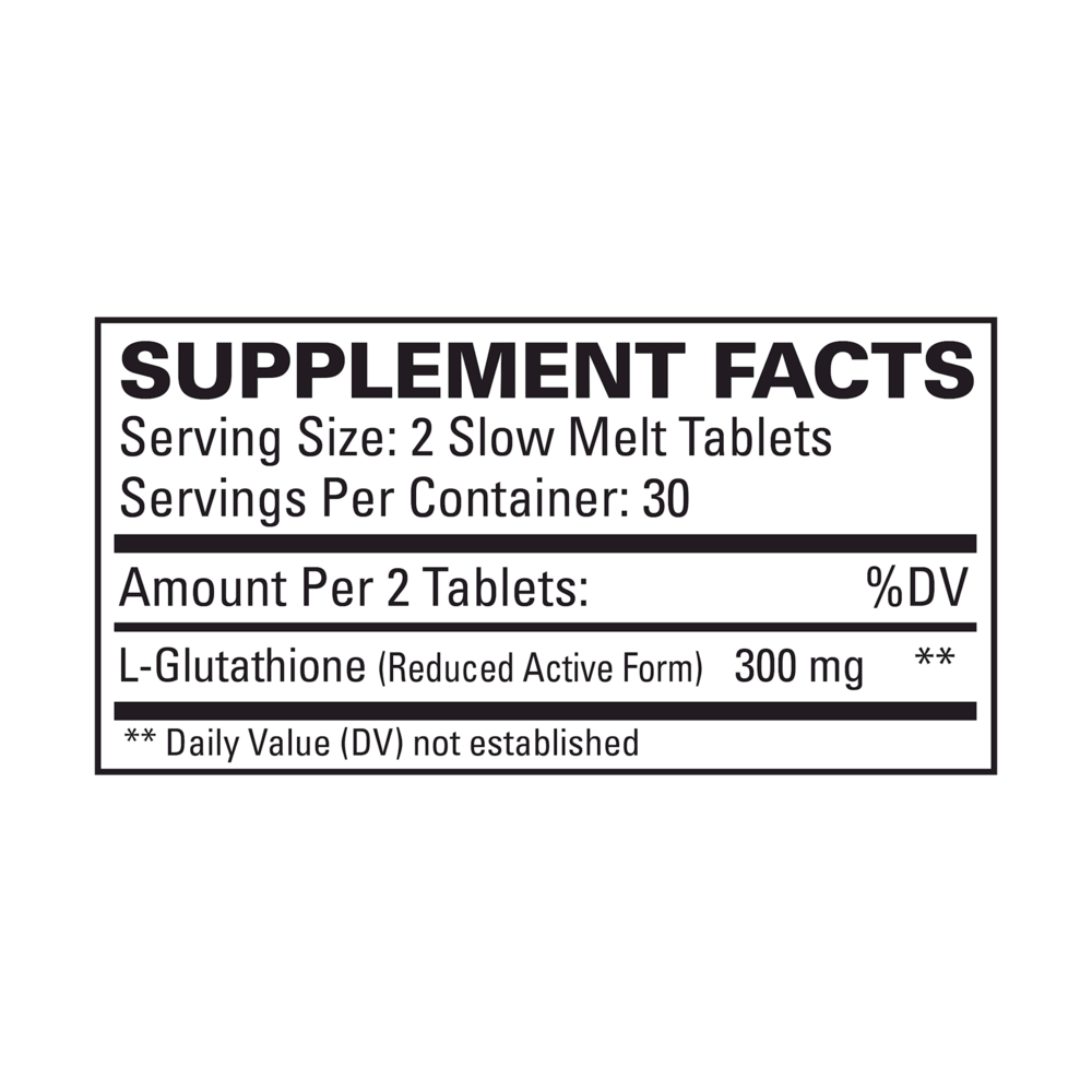 Clinical Glutathione Supplement Facts Label