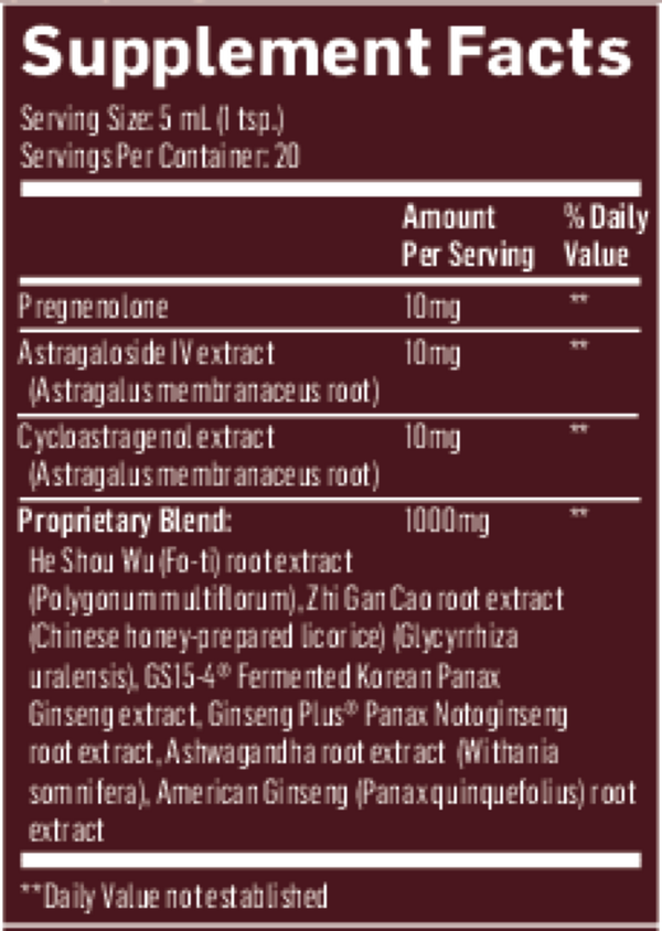 Longevity Elite Supplement Facts Label