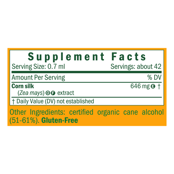 BACKORDER ONLY - Corn Silk/Zea mays Supplement Facts Label