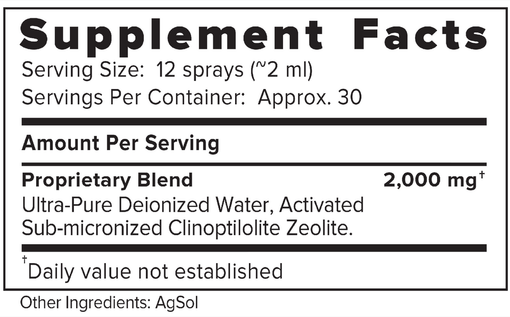 ACZ Nano Extra Strength 2oz Supplement Facts Label
