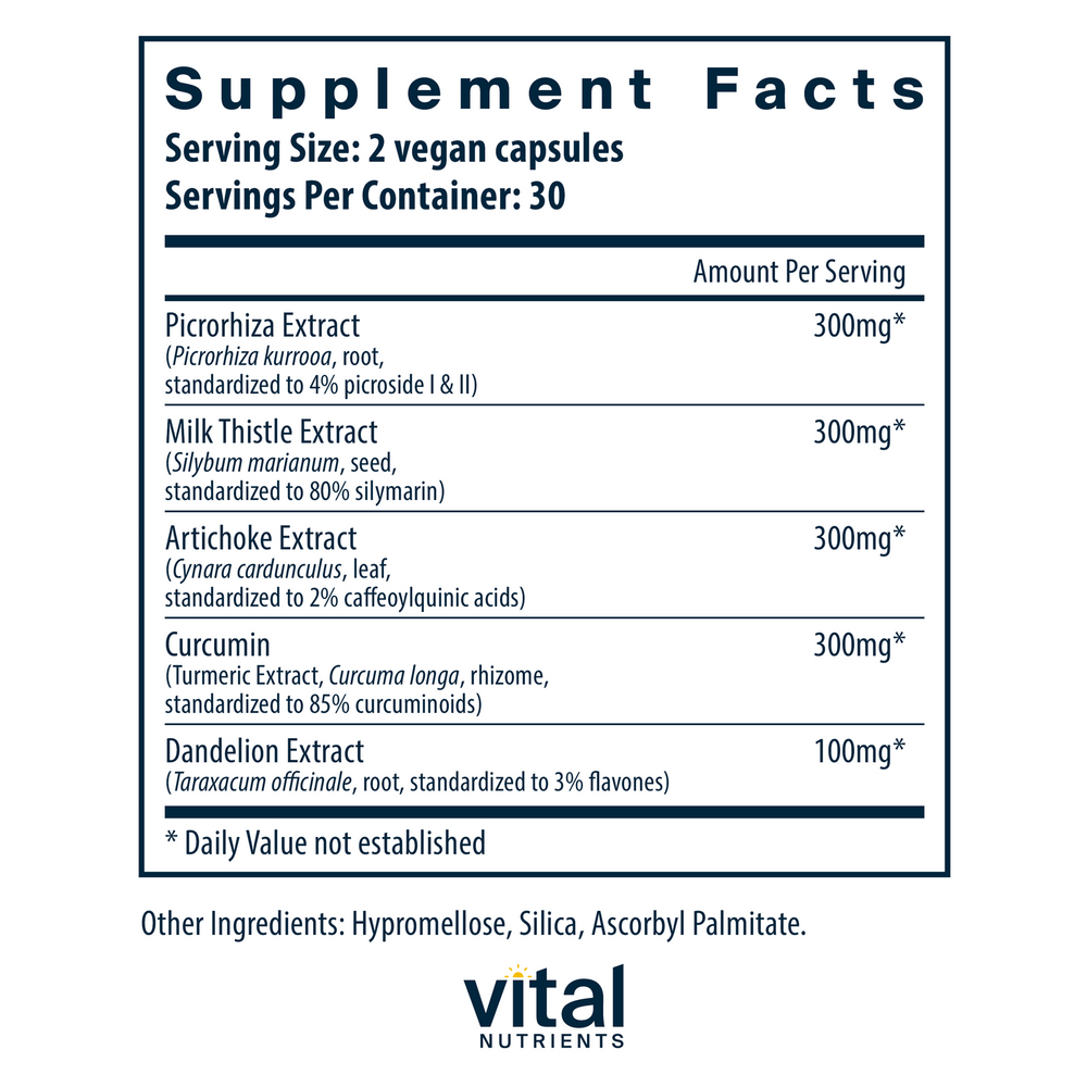 Liver Support II (with Picrorhiza) Supplement Facts Label
