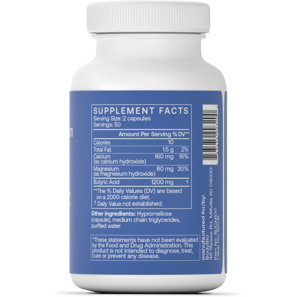 Cal-Mag Butyrate Supplement Facts Label