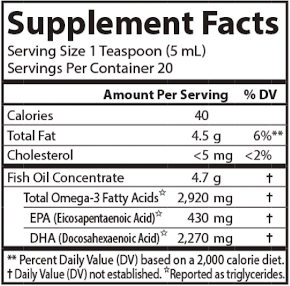 Norwegian Elite DHA Supplement Facts Label