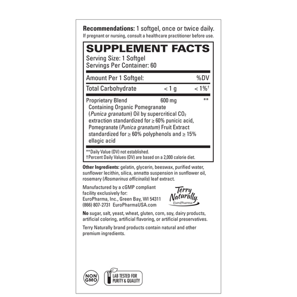 Pomegranate Seed Oil Supplement Facts Label