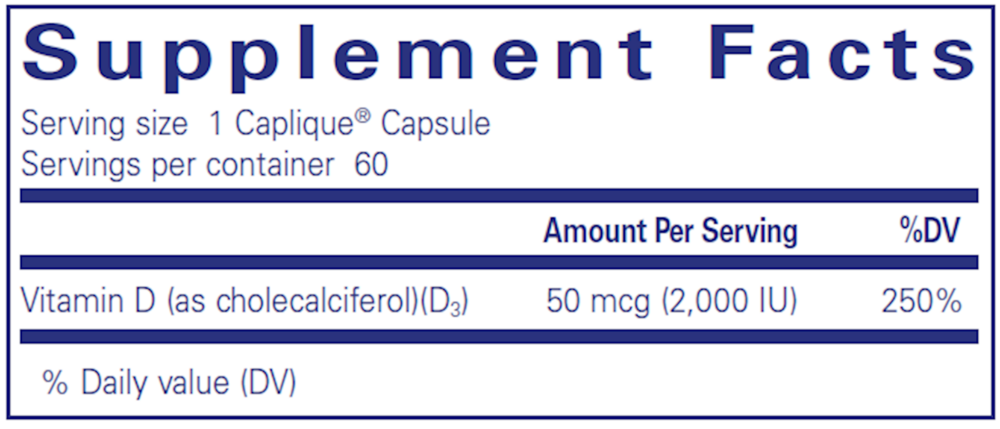 Vitamin D3 VESIsorb Supplement Facts Label
