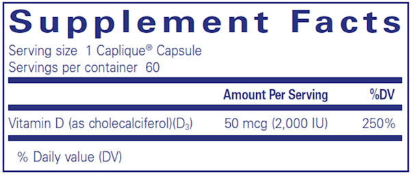 Vitamin D3 VESIsorb Supplement Facts Label