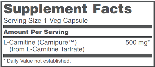 L-Carnitine 500 mg Supplement Facts Label