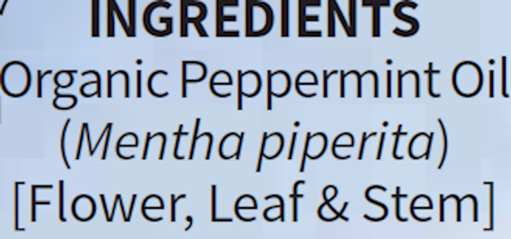 Peppermint Essential Oil Organic Supplement Facts Label