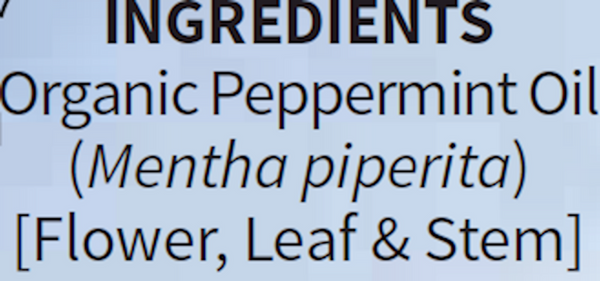 Peppermint Essential Oil Organic Supplement Facts Label