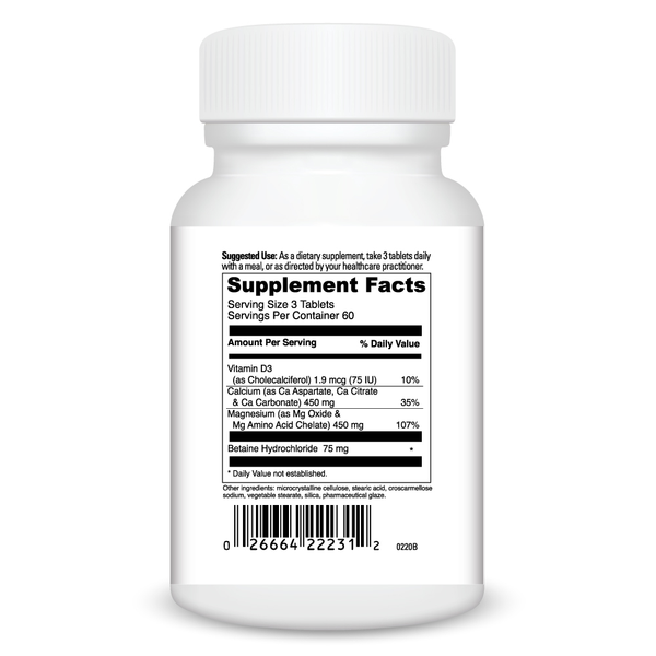 Multi Source Cal Mag Supplement Facts Label
