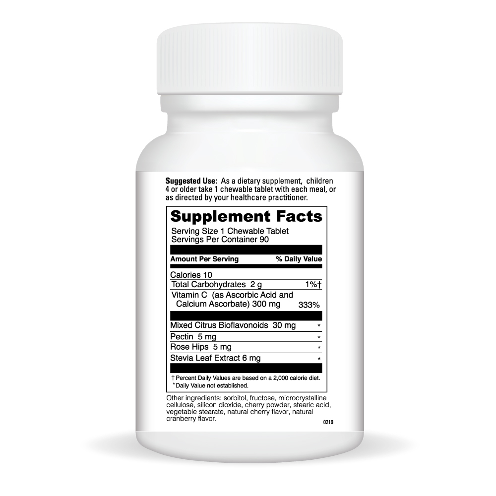 Chewable Vitamin C Supplement Facts Label